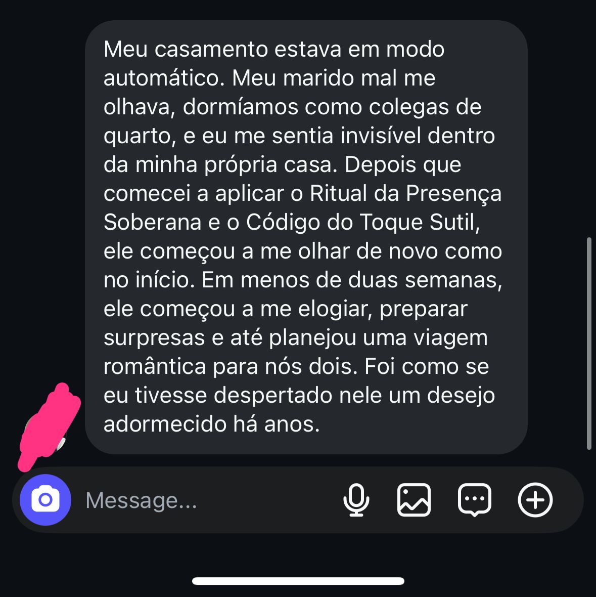 Depoimento de cliente satisfeita